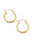 14K YELLOW GOLD 2X15MM TUBE HOOP EARRINGS