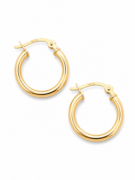 14K YELLOW GOLD 2X15MM TUBE HOOP EARRINGS
