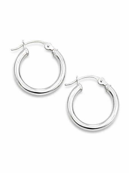 14K WHITE GOLD 2X15MM TUBE HOOP EARRINGS