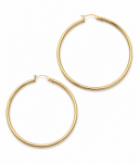 14K YELLOW GOLD 2X50MM TUBE HOOP EARRINGS