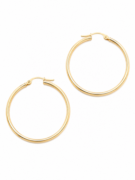 14K YELLOW GOLD 2X35MM TUBE HOOP EARRINGS