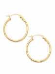 14K YELLOW GOLD 2X25MM TUBE HOOP EARRINGS