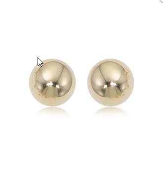 14K Yellow Gold 10Mm Ball Earrings