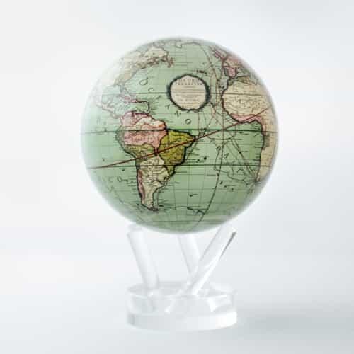 ANTIQUE TERRESTRIAL GREEN 4.5 inch GLOBE WITH ACRYLIC BASE
