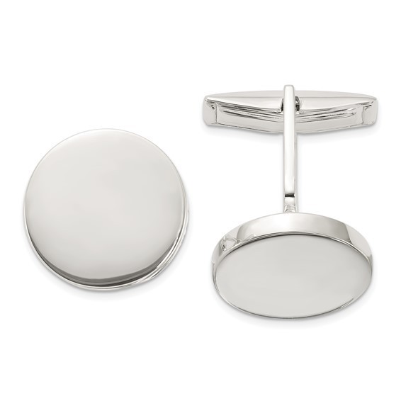 STERLING SILVER POLISHED ROUND CUFF LINKS