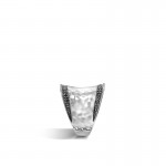 Classic Chain Saddle Ring In Hammered Silver With Gemstone