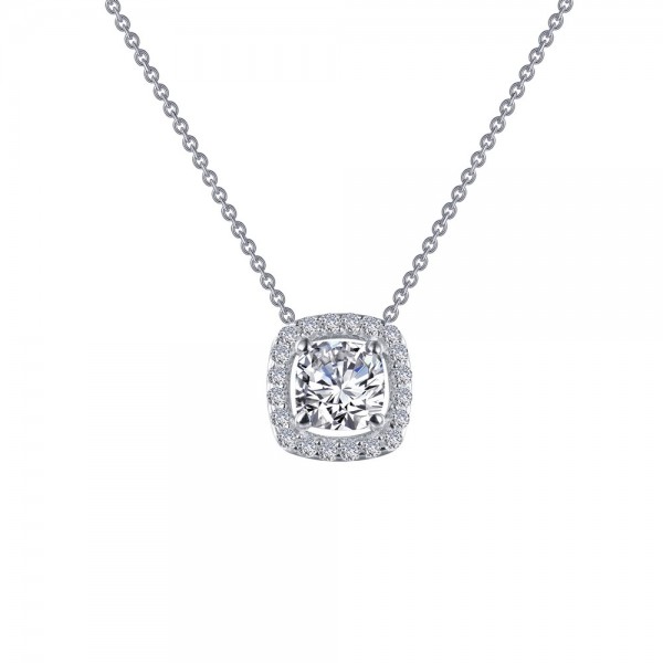 Cushion-Cut Halo Necklace