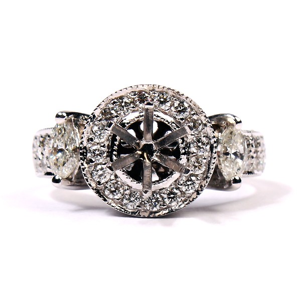14K White Gold Ladies Diamond Semi-Mount Engagement Ring