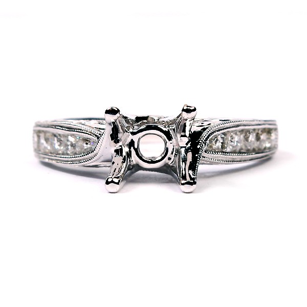 Kirk Kara Stella Collection 18K White Gold Ladies Diamond Semi-Mount Engagement Ring