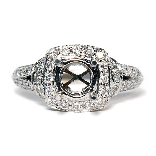 14K White Gold Diamond Semi-Mount Engagement Ring