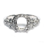 18K White Gold Antique Style Diamond Semi-Mount Engagement Ring