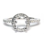 14K White Gold Diamond Halo Semi-Mount Engagement Ring