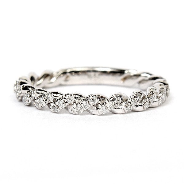 18K White Gold Twisted Diamond Wedding Ring