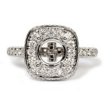 Diamond Semi-Mount Engagement Ring With Cushion Halo