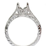 18K White Gold Vintage Style Semi-Mount Engagement Ring