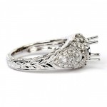18K White Gold Vintage Style Diamond Semi-Mount Engagement Ring