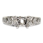 14K White Gold Art Deco Style Diamond Semi-Mount Engagement Ring