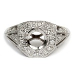Antique Style Diamond Semi-Mount Engagement Ring
