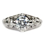 Antique Style Three Stone Diamond Semi-Mount Engagement Ring