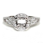 14K White Gold Diamond Semi-Mount Engagement Ring with Halo