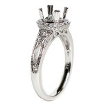14K White Gold Diamond Semi-Mount Engagement Ring with Halo
