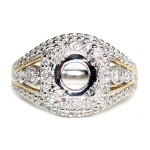 14K White And Rose Gold Tapered Filigree Semi-Mount Engagement Ring