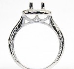 14K White Gold Diamond Semi-Mount Engagement Ring with Scalloped Halo