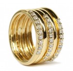 14K Yellow Gold Five Band Diamond Ring
