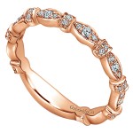 14K Rose Gold Diamond Stackable Band