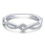 14K White Gold Entwined Diamond Stackable Band
