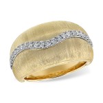 14K White And Yellow Gold Dome Ring With Diamonds
