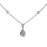 14K White Gold Pear Diamond Necklace