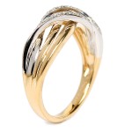 14K Yellow and White Gold Diamond Wave Ring