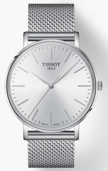 TISSOT EVERYTIME GENTS WATCH WITH SILVER DIAL AND SILVER MESH BRACELET