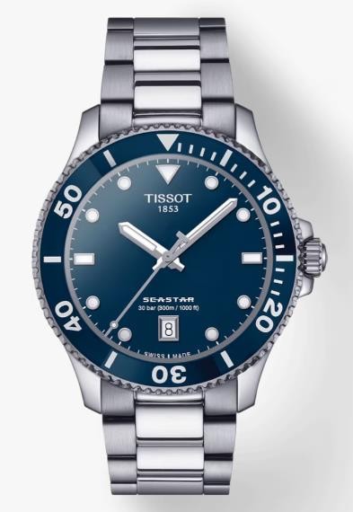 Tissot 40mm Seastar  with Blue Dial and Blue Bezel