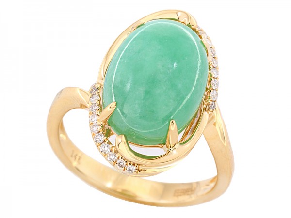 EFFY 14K Yellow Gold Green Jade and Diamond Ring