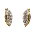18K Two-Toned Yellow, Brown, and White PavÃ© Diamond Earrings