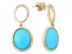 EFFY 14K Yellow Gold Turquoise and Diamond Drop Earrings