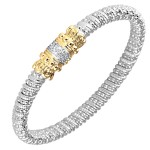 ALWAND VAHAN STERLING SILVER AND 14K YELLOW GOLD .18CTW DIAMOND CLOSED BRACLEET 6MM