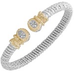 ALWAND VAHAN 14K YELLOW GOLD AND STERLING SILVER .09CTW DIAMOND 6MM CUFF BRACELET