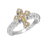Vahan Sterling Silver and 14K Yellow Gold Cross Ring
