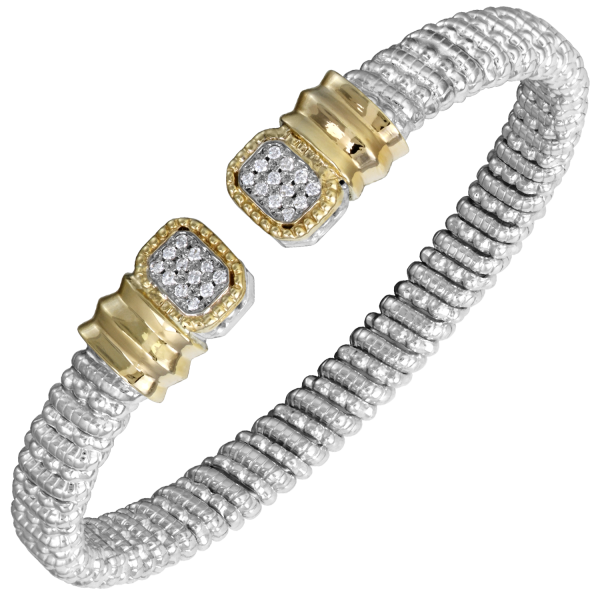 Vahan Sterling Silver And 14K Yellow Gold Diamond Cuff Bracelet (6mm)
