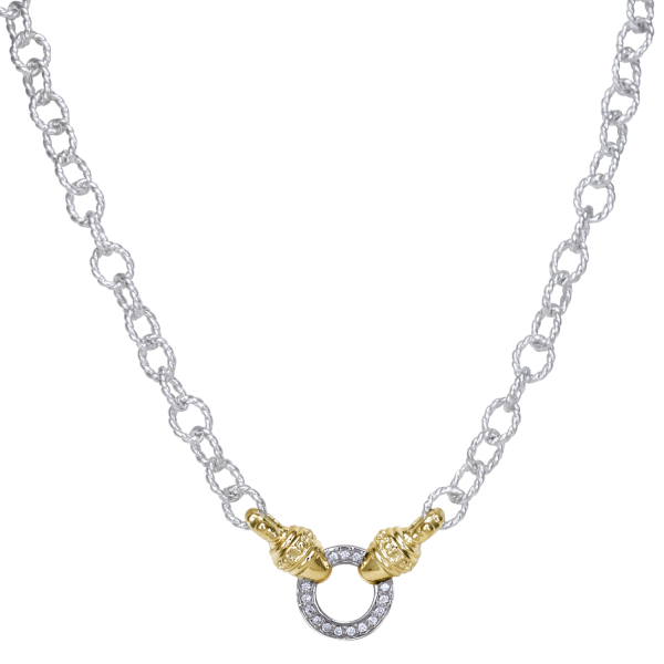 Vahan Sterling Silver and 14K Yellow Gold Diamond Circle Chain