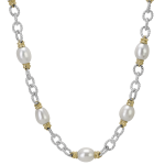 VAHAN STERLING SILVER/14K YELLOW GOLD FRESH WATER PEARL STATION NECKLACE