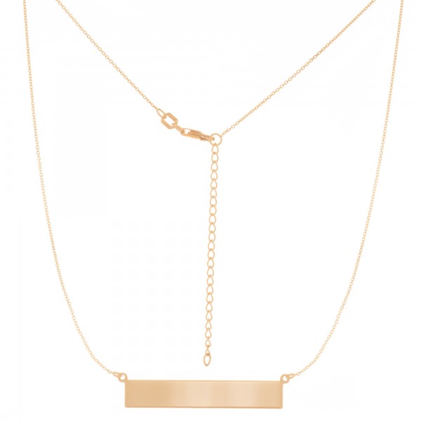 Sterling Silver Yellow Gold Plate Bar Pendant Necklace