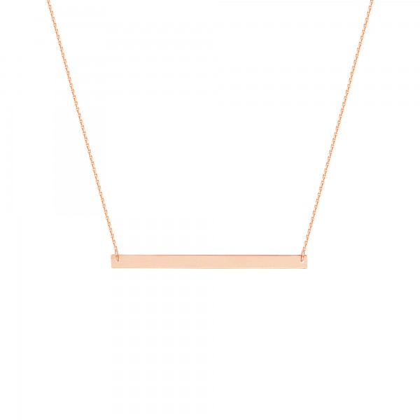 Sterling Silver Rose Gold Plate Thin Bar Nameplate Necklace