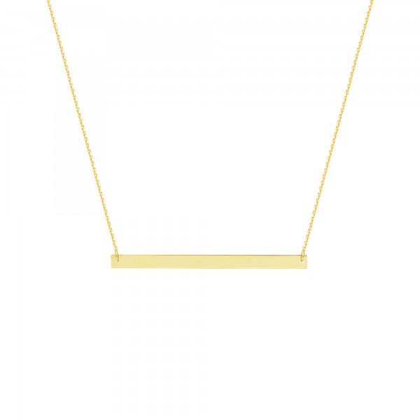 Sterling Silver Yellow Gold Plate Thin Bar Nameplate Necklace