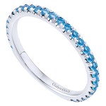 14K White Gold Swiss Blue Topaz Stackable Band