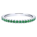 14K White Gold Emerald Stackable Band