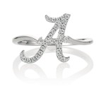 University Of Alabama 14K White Gold Spirit A Diamond Ring (Size 7)